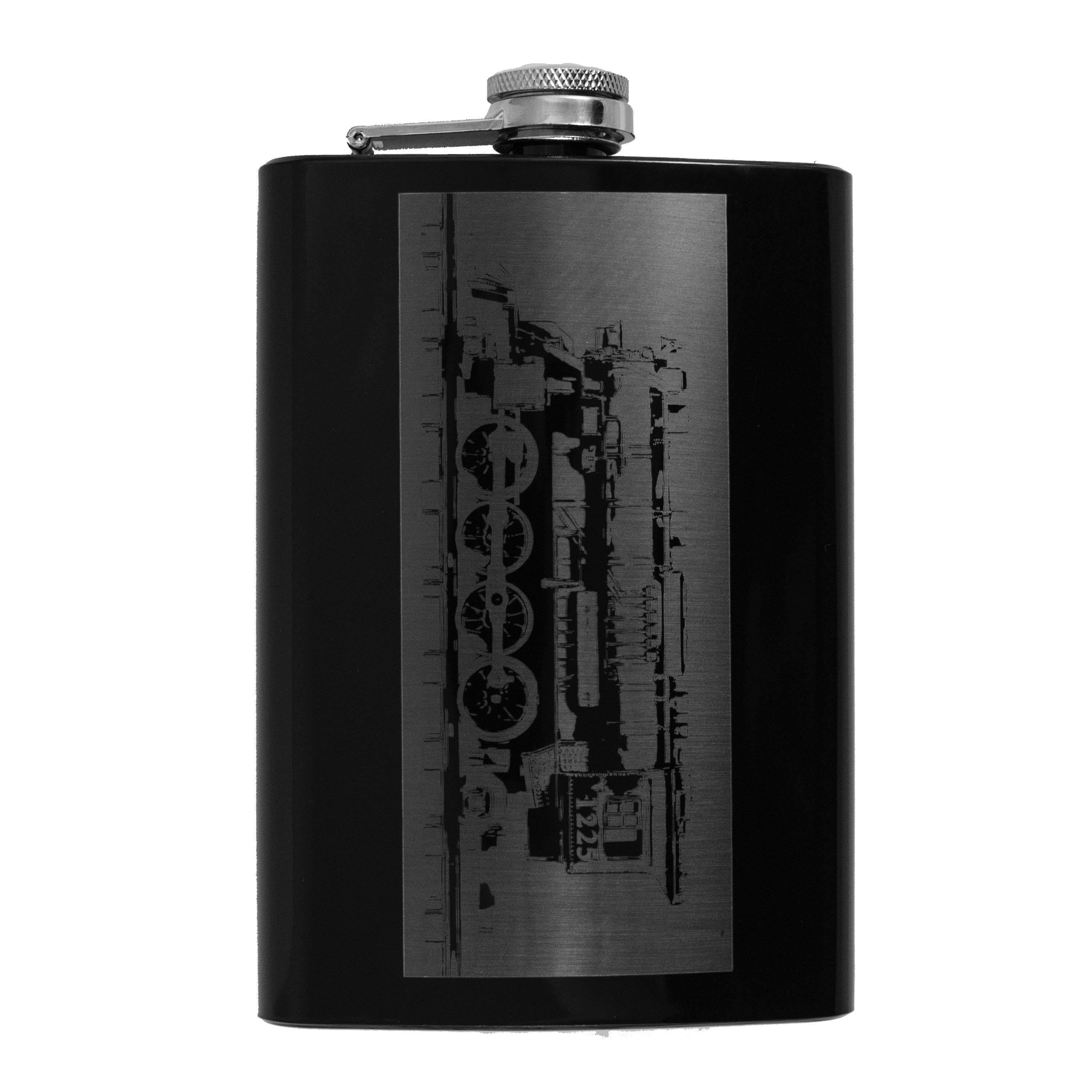 8oz BLACK Steam Locomotive Flask Train Novelty 8oz BLACK Steam Locomotive Flask Train Novelty