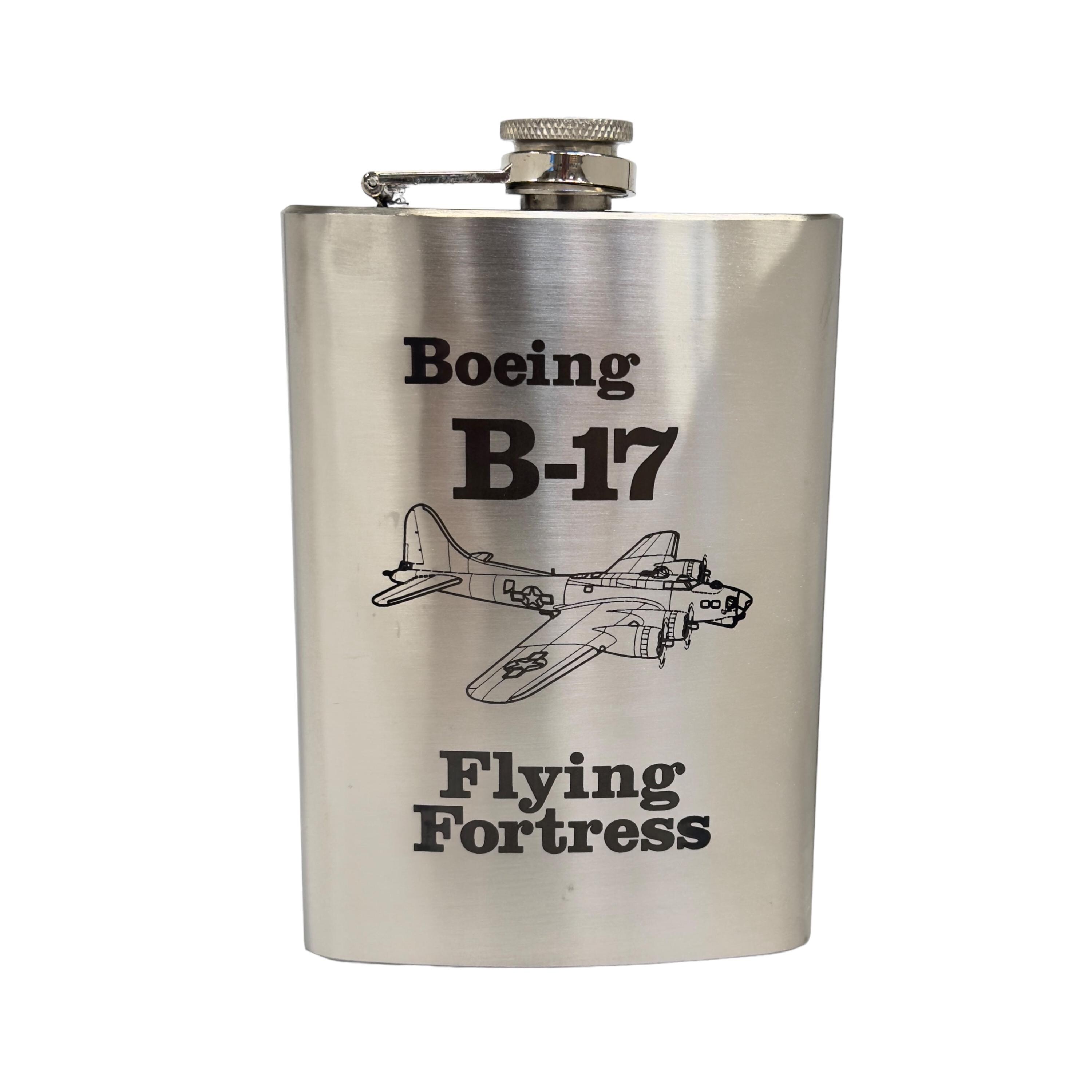 8oz B-17 Flying Fortress Stainless Steel flask Laser 8oz B-17 Flying Fortress Stainless Steel flask Laser