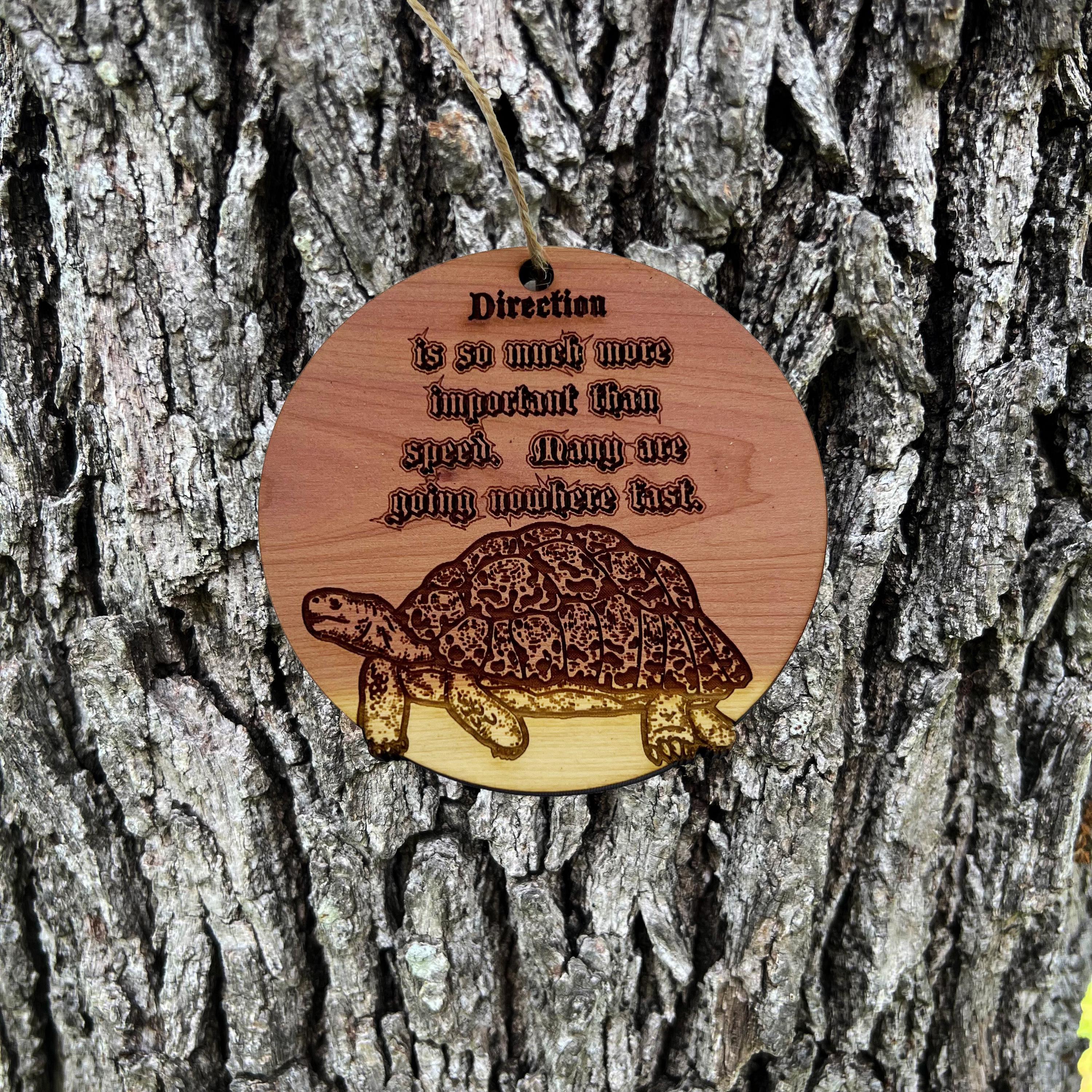 Turtle Direction is so much more important than speed - Cedar Ornament Turtle Direction is so much more important than speed - Cedar Ornament