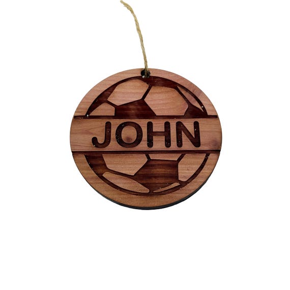 Customized PERSONALIZED Soccer Ball with your name - Cedar Ornament Customized PERSONALIZED Soccer Ball with your name - Cedar Ornament