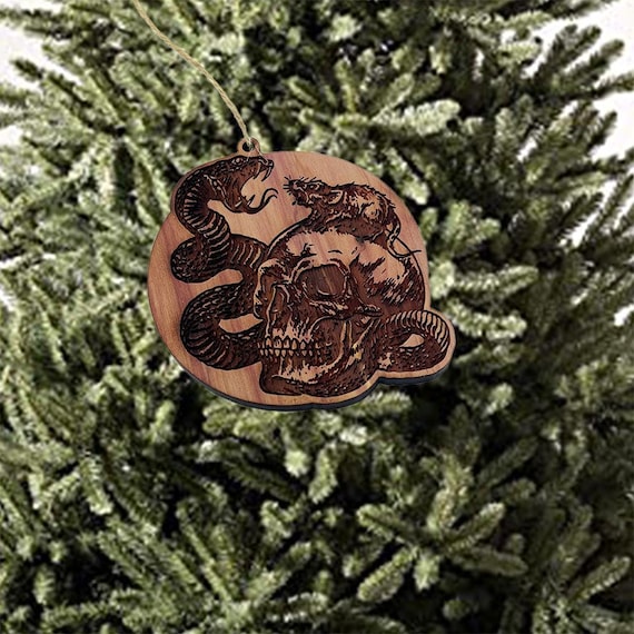 Rat Skull Snake - Cedar Ornament Rat Skull Snake - Cedar Ornament