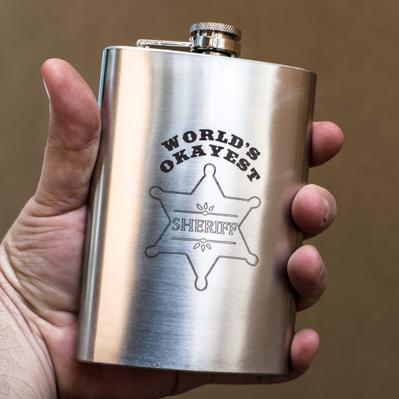 8oz World's Okayest Sheriff Stainless Steel Flask 8oz World's Okayest Sheriff Stainless Steel Flask