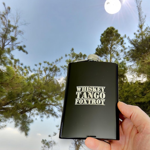 8oz BLACK Whiskey Tango Foxtrot Flask 8oz BLACK Whiskey Tango Foxtrot Flask