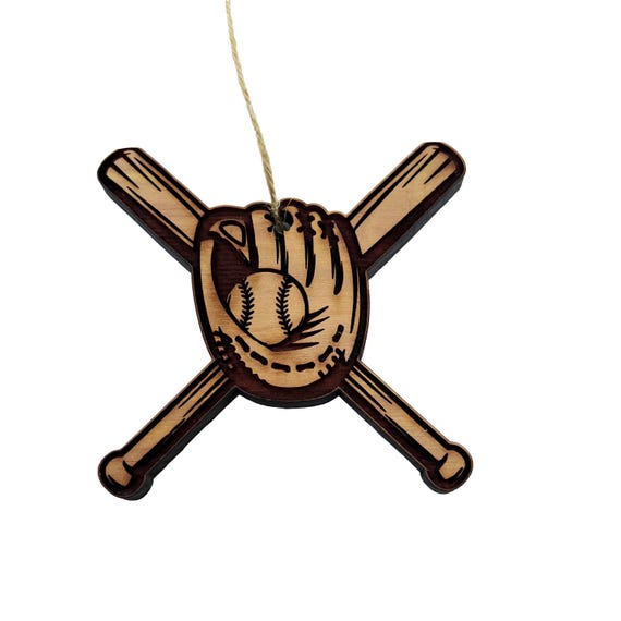 Baseball Bat and Glove - Cedar Ornament Baseball Bat and Glove - Cedar Ornament