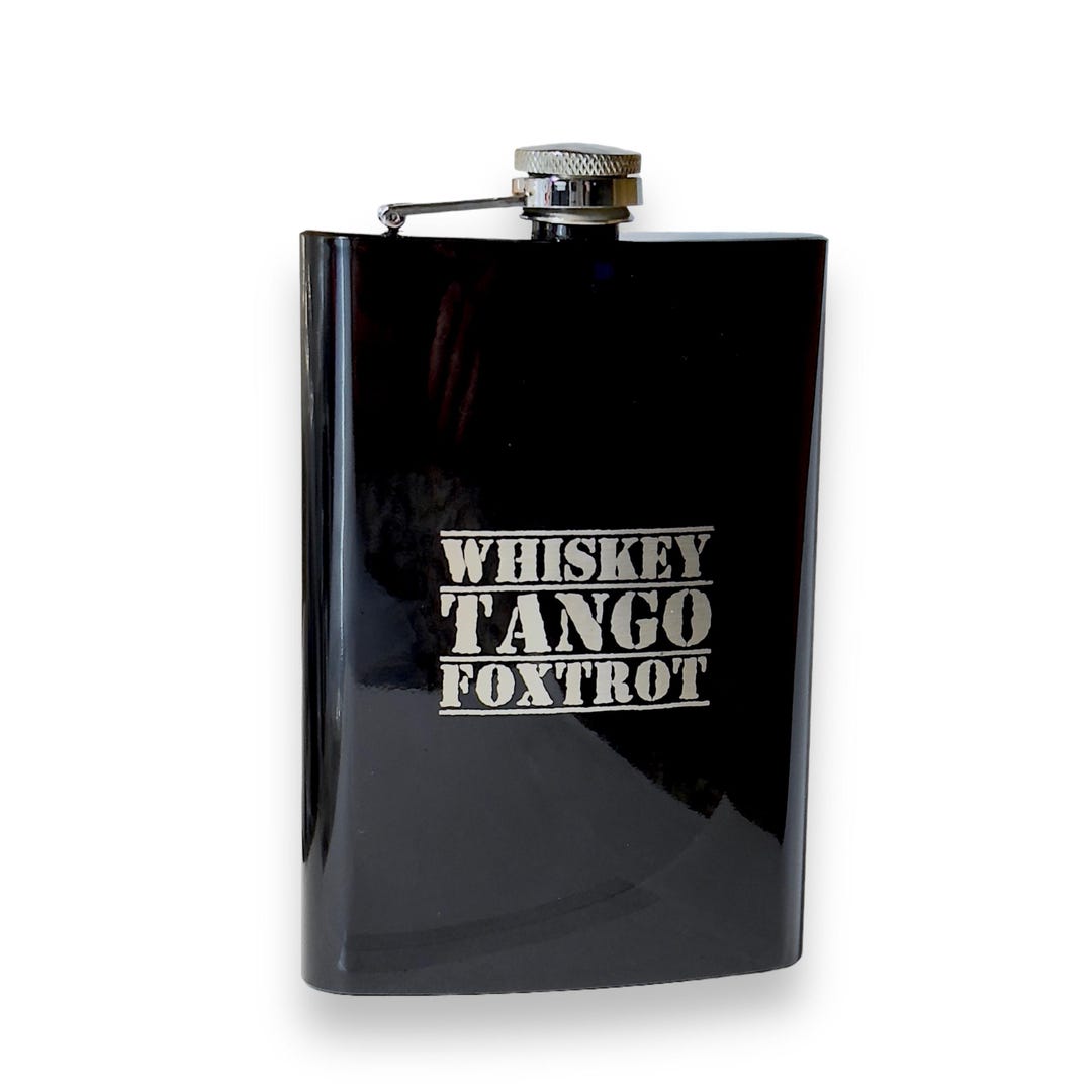 8oz BLACK Whiskey Tango Foxtrot Flask 8oz BLACK Whiskey Tango Foxtrot Flask