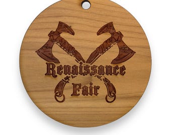 Cedar Ornament - Renaissance Fair - Raw Cedar 3x3in Cedar Ornament - Renaissance Fair - Raw Cedar 3x3in