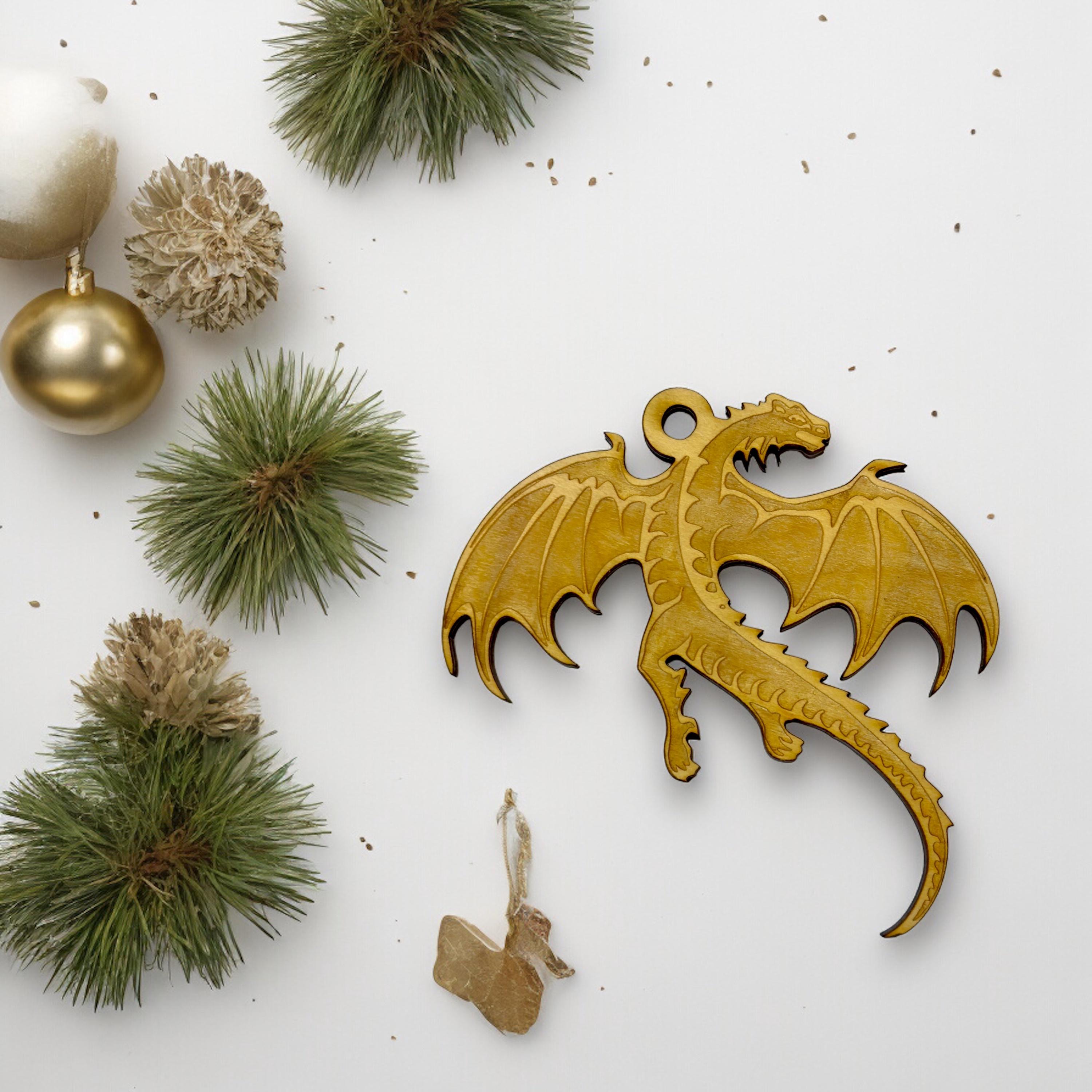 Ornament - Flying Dragon - Raw Wood 4x3in Ornament - Flying Dragon - Raw Wood 4x3in