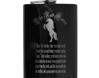 8oz BLACK The Red Horse Four Horsemen of the Apocalypse Flask 8oz BLACK The Red Horse Four Horsemen of the Apocalypse Flask
