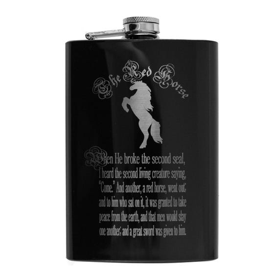 8oz BLACK The Red Horse Four Horsemen of the Apocalypse Flask 8oz BLACK The Red Horse Four Horsemen of the Apocalypse Flask