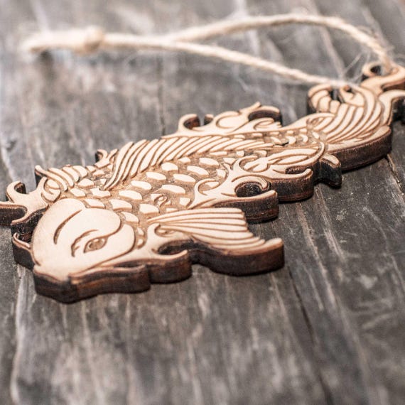 Ornament - Koi - Raw Wood 2x4in Ornament - Koi - Raw Wood 2x4in