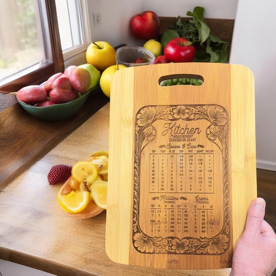 Bamboo - Kitchen Conversion Chart Cutting Board 14''x9.5''x.5'' Bamboo - Kitchen Conversion Chart Cutting Board 14''x9.5''x.5''