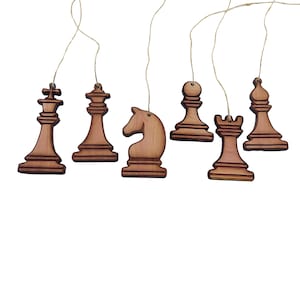 Chess Pieces all 6 - Cedar Ornament Chess Pieces all 6 - Cedar Ornament