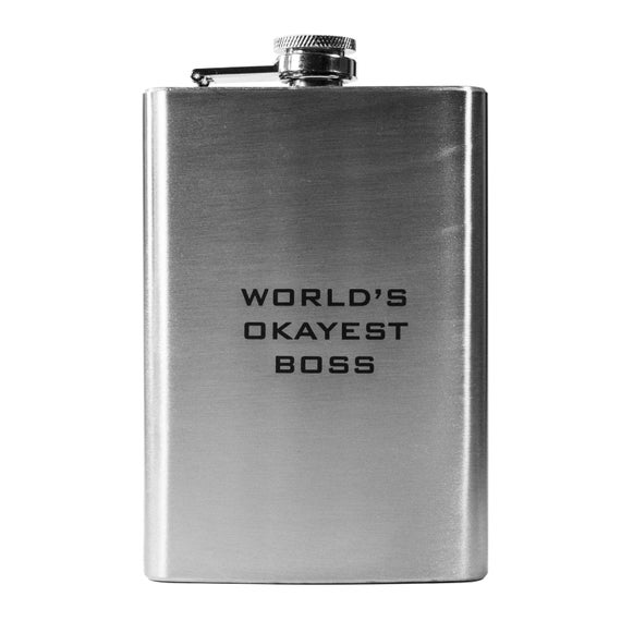 8oz World's Okayest Boss Stainless Steel Flask 8oz World's Okayest Boss Stainless Steel Flask