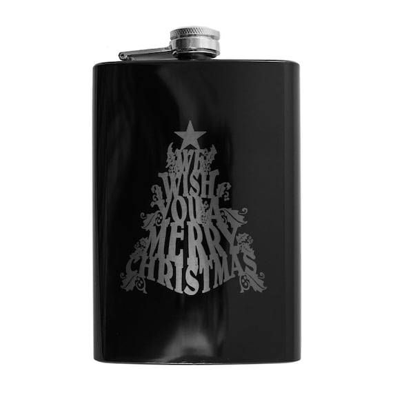 8oz Merry Critmas BLACK Flask 8oz Merry Critmas BLACK Flask