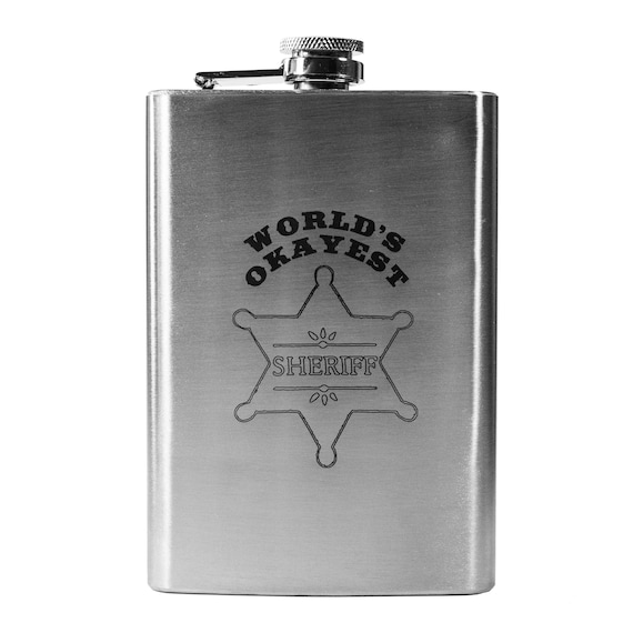 8oz World's Okayest Sheriff Stainless Steel Flask 8oz World's Okayest Sheriff Stainless Steel Flask