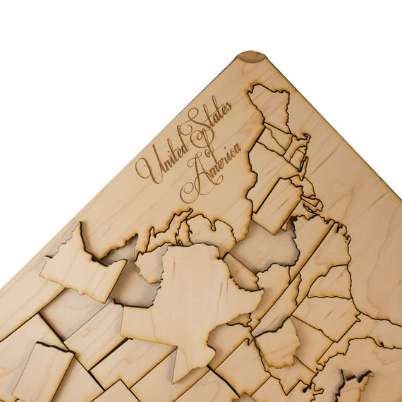 50 State American Puzzle Map - Art Kit - Raw Wood 12x18 50 State American Puzzle Map - Art Kit - Raw Wood 12x18