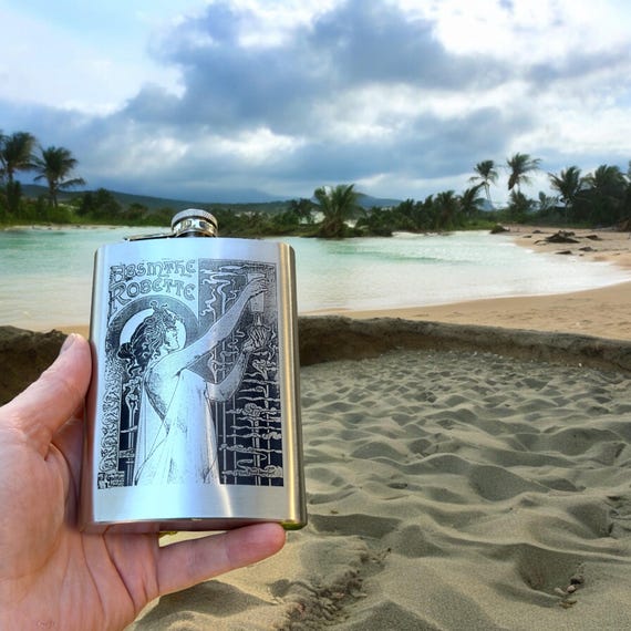 8oz Absinthe Robette Stainless Steel Flask 8oz Absinthe Robette Stainless Steel Flask