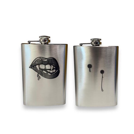 8oz His & Hers - Vampire - Stainless Steel Flask Set of Two 8oz His & Hers - Vampire - Stainless Steel Flask Set of Two