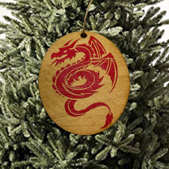 CUSTOM RED OR BLACK Dragon - ornament 4X3in CUSTOM RED OR BLACK Dragon - ornament 4X3in