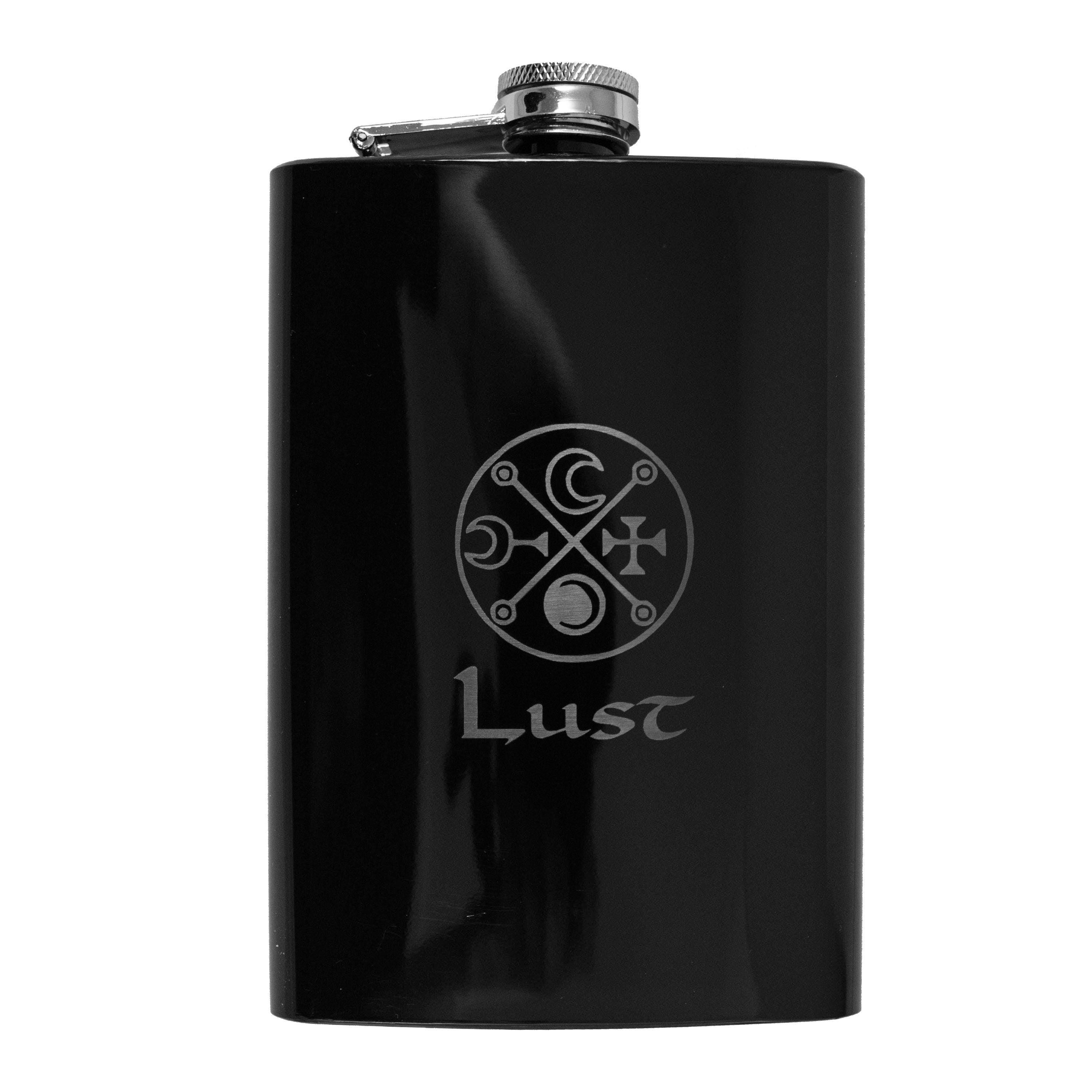 8oz BLACK Seven Deadly Sins LUST Flask 8oz BLACK Seven Deadly Sins LUST Flask