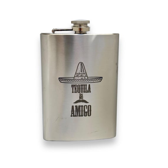 8oz Tequila Es Mi Amigo Stainless Steel Flask 8oz Tequila Es Mi Amigo Stainless Steel Flask