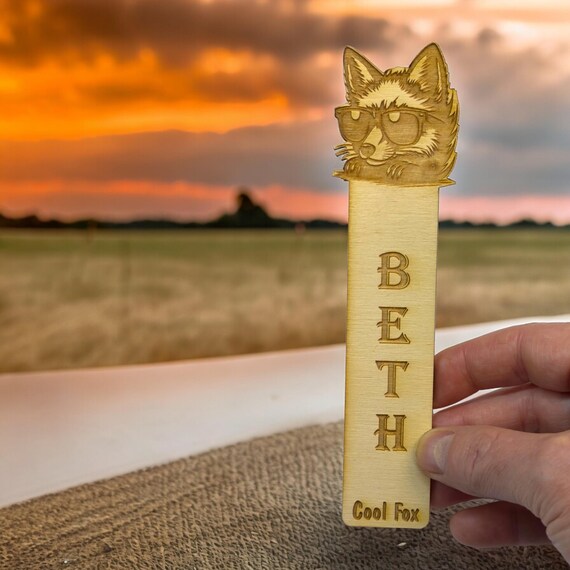 Bookmark - PERSONALIZED Cool Fox - Birch wood Bookmark - PERSONALIZED Cool Fox - Birch wood