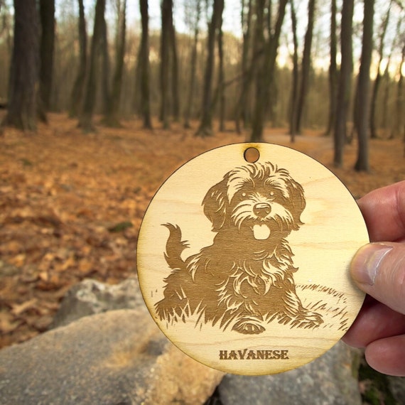 Ornament - Havanese Dog Raw Wood Ornament - Havanese Dog Raw Wood