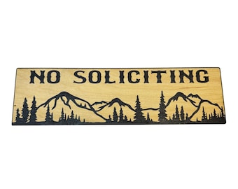 No Soliciting Mountain Scene - BLACK Sign 4&quot;x12&quot;
