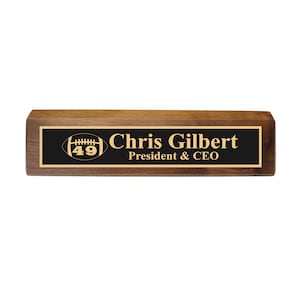 Desk Wedge Name Plate - PERSONALIZED - Football - 11 Inches