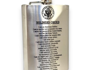 8oz Soldiers Creed Flask Stainless Steel 8oz Soldiers Creed Flask Stainless Steel