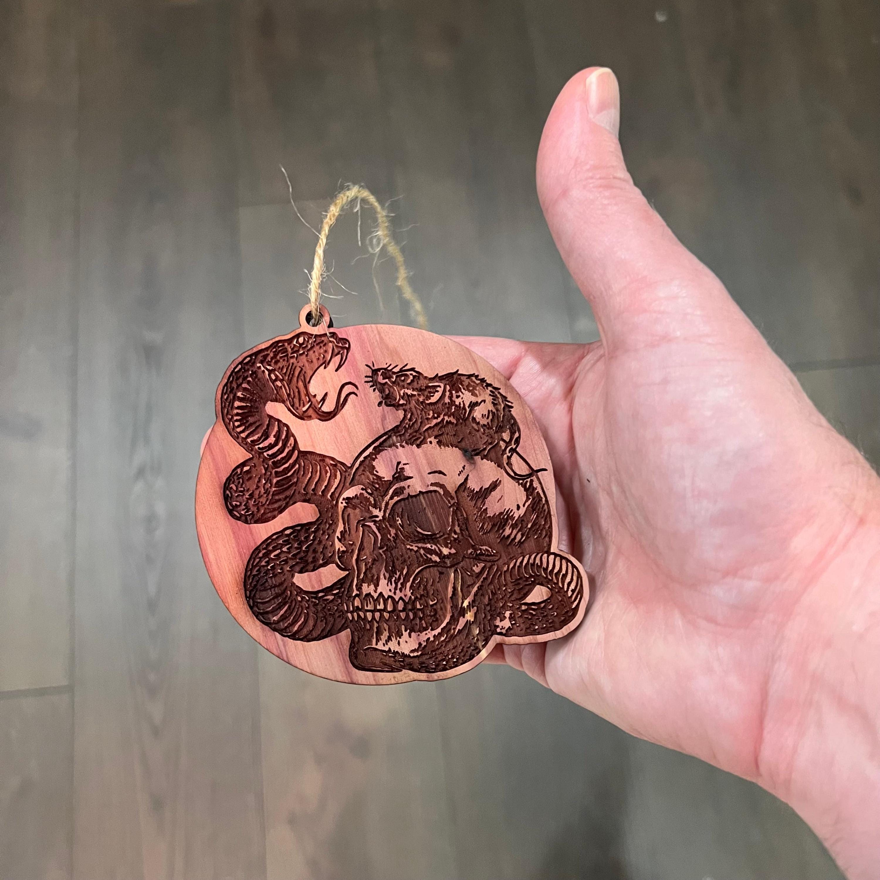 Rat Skull Snake - Cedar Ornament Rat Skull Snake - Cedar Ornament