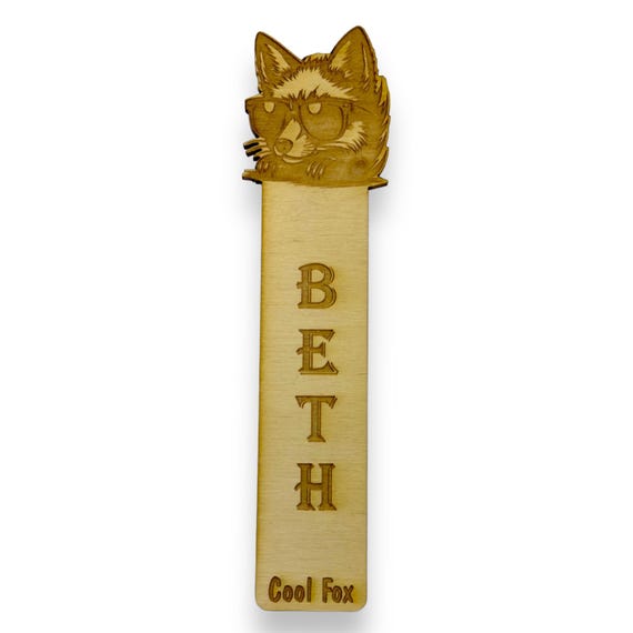 Bookmark - PERSONALIZED Cool Fox - Birch wood Bookmark - PERSONALIZED Cool Fox - Birch wood