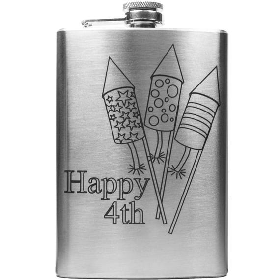8oz Happy 4th Stainless Steel Flask July 8oz Happy 4th Stainless Steel Flask July