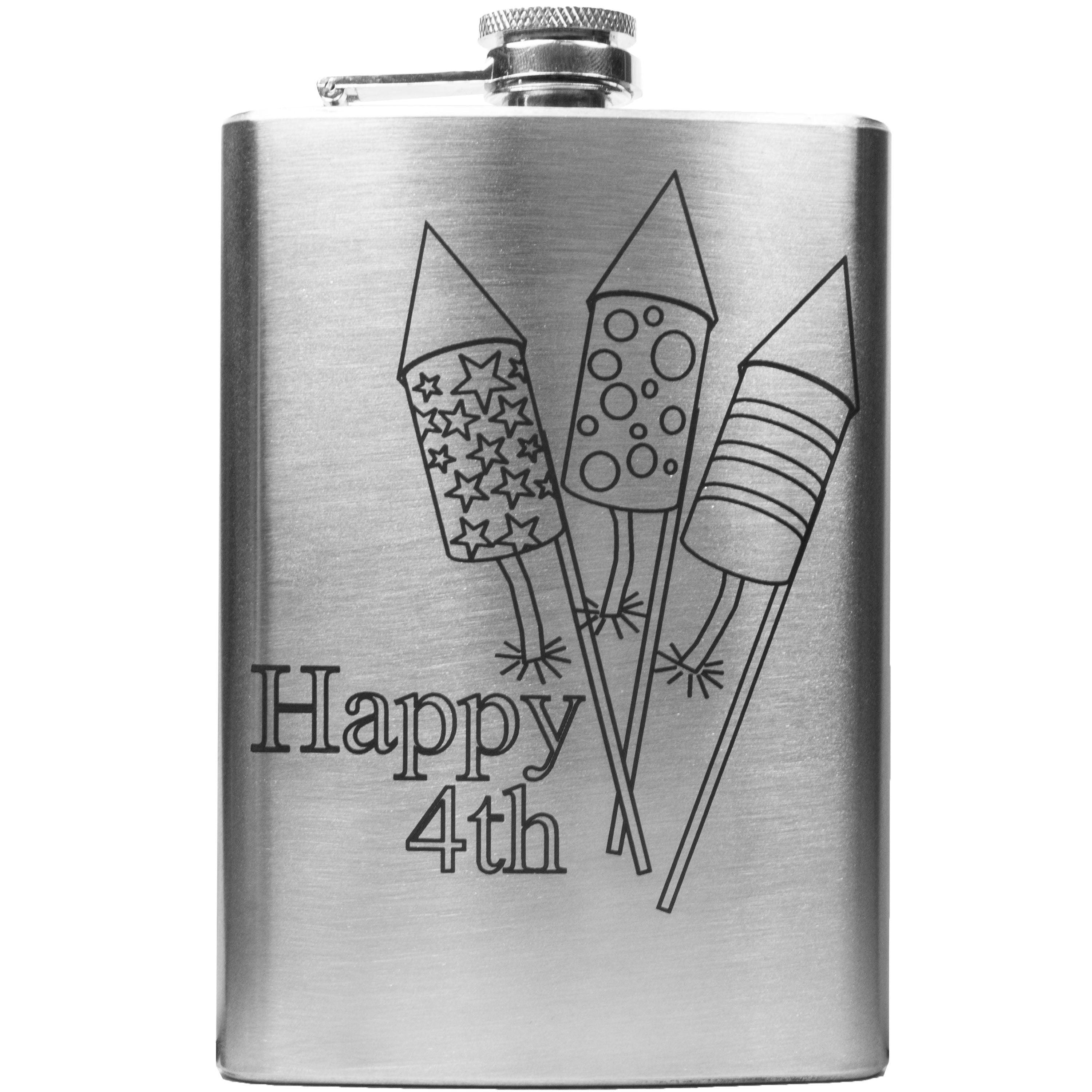 8oz Happy 4th Stainless Steel Flask July 8oz Happy 4th Stainless Steel Flask July
