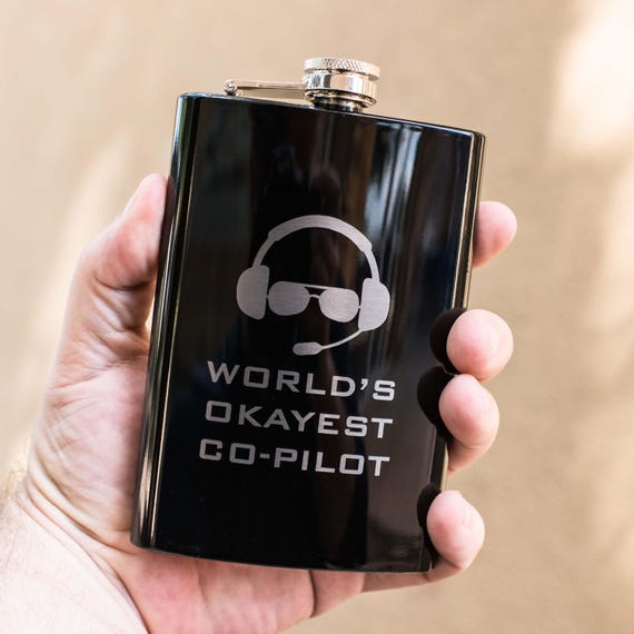 8oz BLACK World's Okayest Co-Pilot Flask 8oz BLACK World's Okayest Co-Pilot Flask