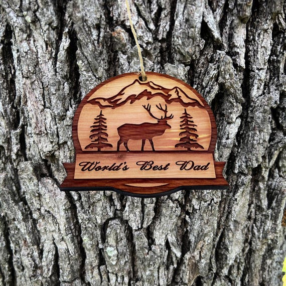Winter Wolf Worlds Best Dad - cedar ornament Winter Wolf Worlds Best Dad - cedar ornament