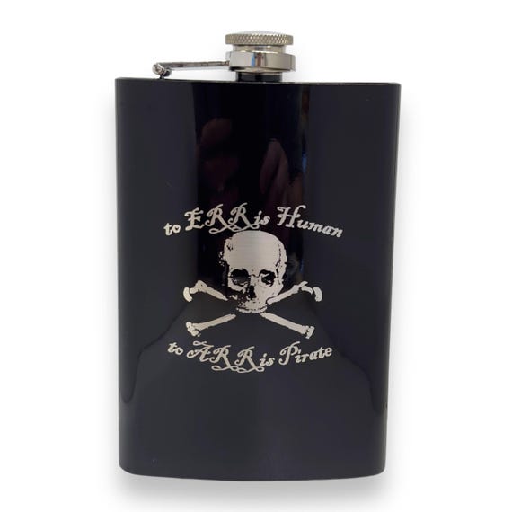 8oz BLACK To ERR Is Human To ARR Is Pirate Flask 8oz BLACK To ERR Is Human To ARR Is Pirate Flask