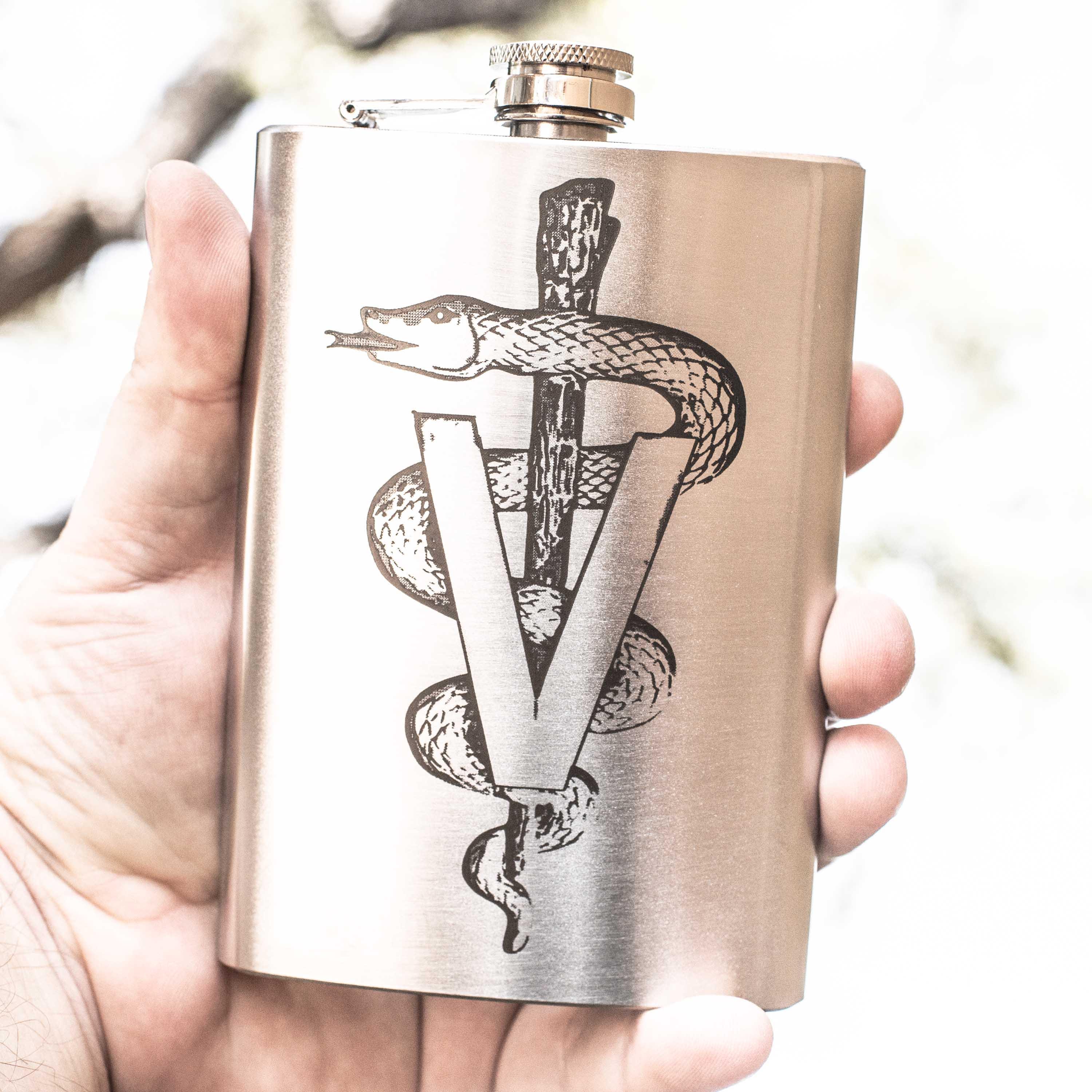 8oz Veterinarian Caduceus Stainless Steel Flask 8oz Veterinarian Caduceus Stainless Steel Flask