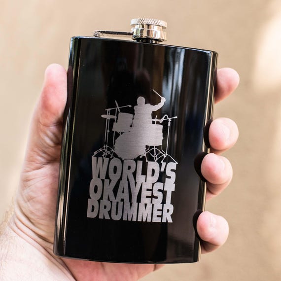 8oz World's Okayest Drummer Stainless Steel Flask 8oz World's Okayest Drummer Stainless Steel Flask