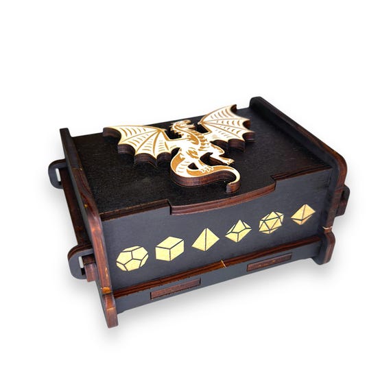 Dice Box - Black - The White Dragon - 6x4x3 Dice Box - Black - The White Dragon - 6x4x3