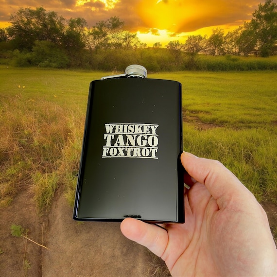 8oz BLACK Whiskey Tango Foxtrot Flask 8oz BLACK Whiskey Tango Foxtrot Flask