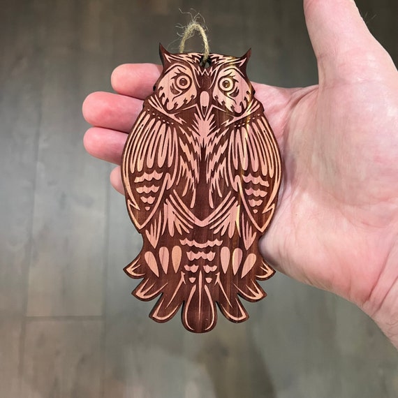 Cute Owl - Cedar Ornament Cute Owl - Cedar Ornament