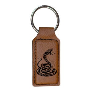 Keychain - Rectangle - Coiled Snake - Leather