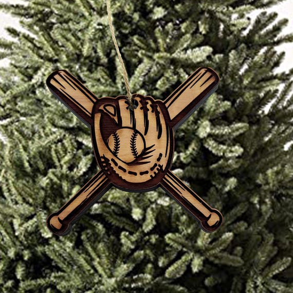 Baseball Bat and Glove - Cedar Ornament Baseball Bat and Glove - Cedar Ornament