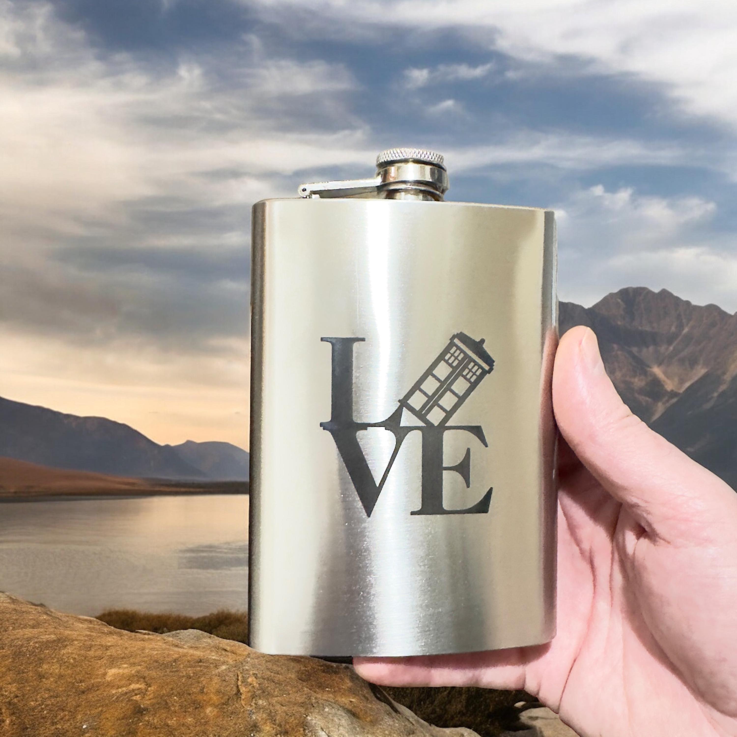 8oz Geek Love Collection - Police Call Box Stainless Steel Flask 8oz Geek Love Collection - Police Call Box Stainless Steel Flask