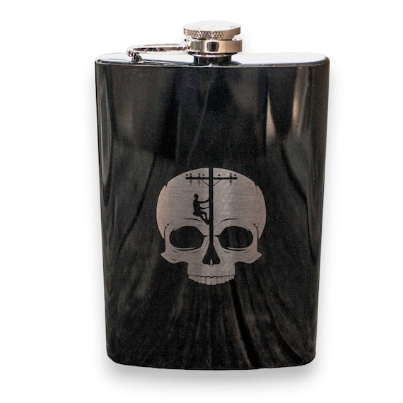 8oz Lineman with skull and cross tools Stainless Steel Flask 8oz Lineman with skull and cross tools Stainless Steel Flask
