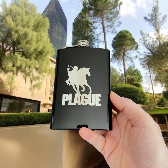 8oz BLACK Plague Four Horsemen of the Apocalypse Flask 8oz BLACK Plague Four Horsemen of the Apocalypse Flask