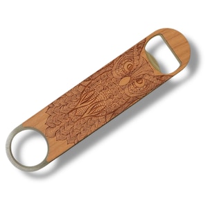 Wooden Bottle Opener - Tribal Owl