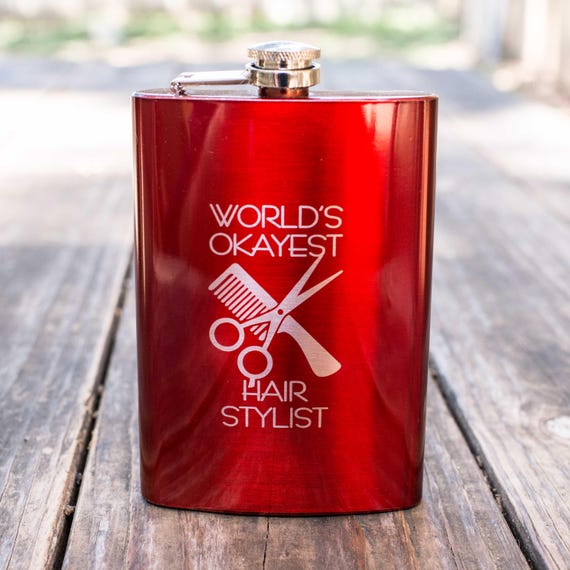 8oz RED World's Okayest Hair Stylist Flask 8oz RED World's Okayest Hair Stylist Flask