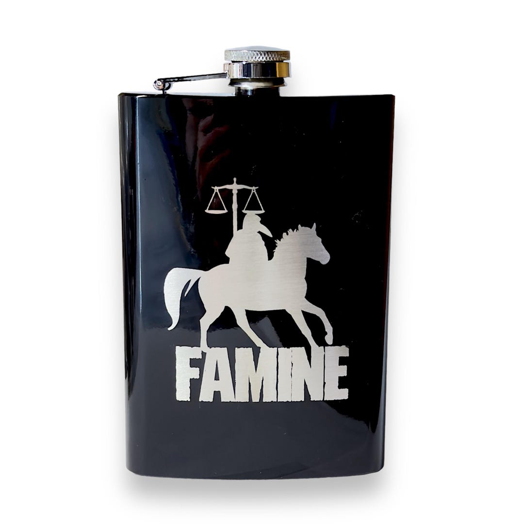 8oz BLACK Famine Four Horsemen of the Apocalypse Flask 8oz BLACK Famine Four Horsemen of the Apocalypse Flask